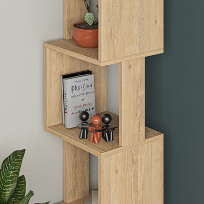 Decortie Piri Modern Bookcase Display Unit Oak Oak Tall 161cm