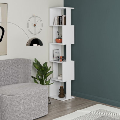 Decortie Piri Modern Bookcase Display Unit White White Tall 161cm