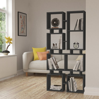 Decortie Rail Modern Bookcase Display Unit No.1 Anthracite Grey Tall 166.5cm