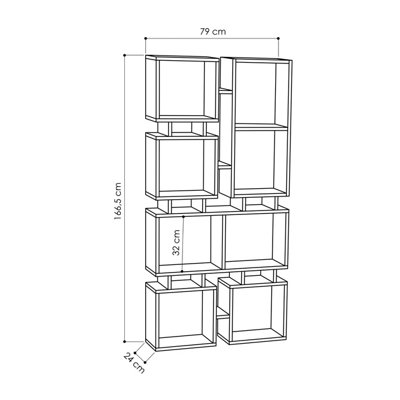 Decortie Rail Modern Bookcase Display Unit No.1 Burgundy Tall 166.5cm