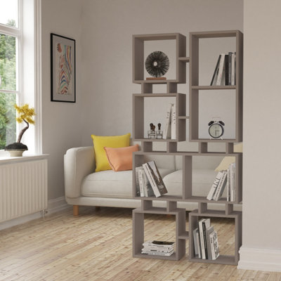 Decortie Rail Modern Bookcase Display Unit No.1 Mocha Grey Tall 166.5cm