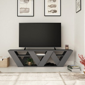 Decortie Ralla Modern TV Stand Multimedia Centre TV Unit Anthracite Grey With Shelves 158cm