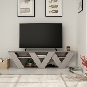 Decortie Ralla Modern TV Stand Multimedia Centre TV Unit Mocha Grey With Shelves 158cm