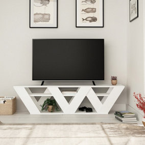 Decortie Ralla Modern TV Stand Multimedia Centre TV Unit White With Shelves 158cm