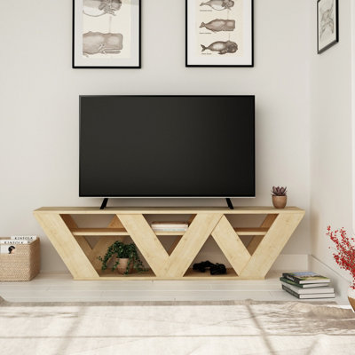 Decortie Ralla Modern TV Unit Multimedia Centre Oak with Shelves 158cm