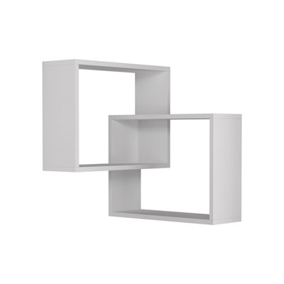 Decortie Ring Corner Wall Mounted Modern Bookcase Display Unit White W 60cm Medium