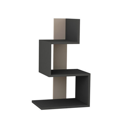 Decortie Rosie Modern 3 Tier Side Table with Storage Multipurpose End Table Mocha Grey Anthracite Grey 72cm