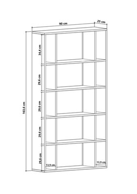 Decortie Sanborn Bookcase Anthracite Grey - Oak