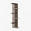 Decortie Saso Modern Corner Bookcase Display Unit Mocha Grey Dark Coffee Oak Effect Medium 141cm