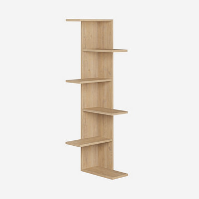 Decortie Saso Modern Corner Bookcase Display Unit Oak Medium 141cm