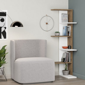 Decortie Saso Modern Corner Bookcase Display Unit White Dark Oak Effect Medium 141cm