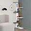 Decortie Saso Modern Corner Bookcase Display Unit White Dark Oak Effect Medium 141cm