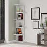 Decortie Saso Modern Corner Bookcase Display Unit White Medium 141cm
