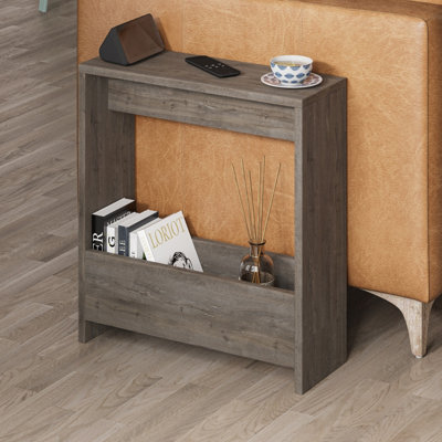 Decortie Simpi Modern Side End Table Dark Coffee Multipurpose with Creativeness  H 60cm 2 Tier