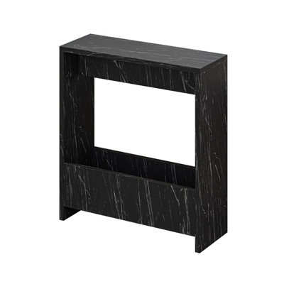 Decortie Simpi Modern Side End Table Gloss Black Marble Effect Multipurpose with Creativeness  H 60cm 2 Tier