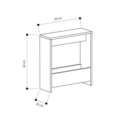 Decortie Simpi Modern Side End Table Gloss Black Marble Effect Multipurpose with Creativeness  H 60cm 2 Tier