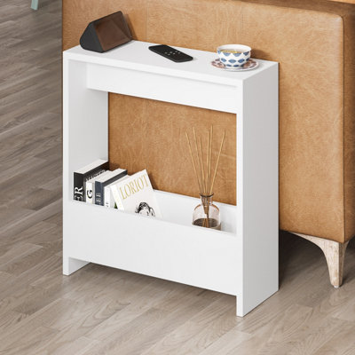 Decortie Simpi Modern Side End Table White Multipurpose with Creativeness  H 60cm 2 Tier