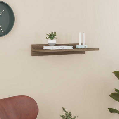 Decortie Simple Modern Floating Shelf Dark Oak Effect 10cm Short