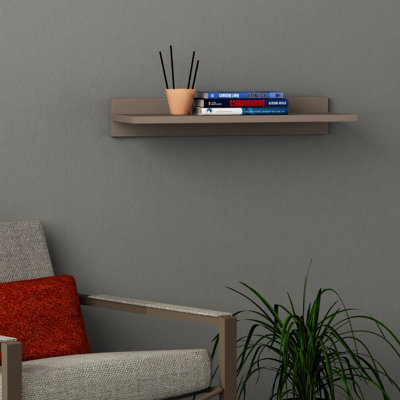 Decortie Simple Modern Floating Shelf Mocha Grey 10cm Short