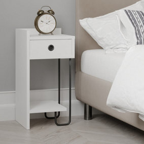 Decortie Sirius Modern Bedside Table Left Module White 32cm Width Bedroom Furniture