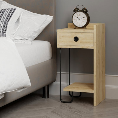 Decortie Sirius Modern Bedside Table Right Module 32cm Width Oak