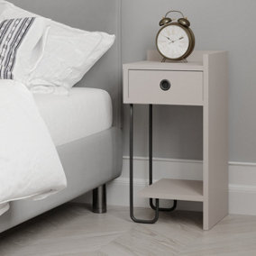 Decortie Sirius Modern Bedside Table Right Module Mocha Grey 32cm Width Bedroom Furniture