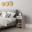Decortie Sirius Modern Bedside Table Right Module Mocha Grey 32cm Width Bedroom Furniture