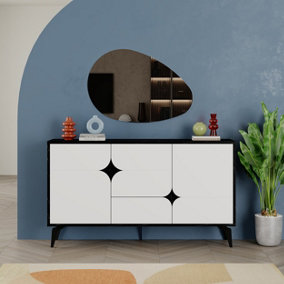 Decortie Spark Console Sideboard Display Unit Black Marble Effect White
