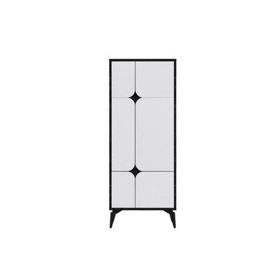 Decortie Spark Modern Storage Cabinet Multipurpose Black Marble Effect White H 151cm