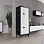 Decortie Spark Modern Storage Cabinet Multipurpose Black Marble Effect White H 151cm