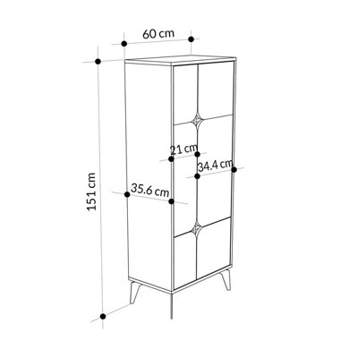 Decortie Spark Modern Storage Cabinet Multipurpose Oak Natural White H 151cm