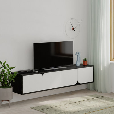 White marble tv online stand with fireplace