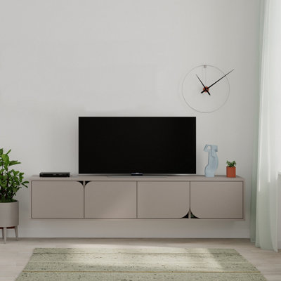 Decortie Spark Modern TV Unit Multimedia Centre Mocha Grey with Storage TV Cabinet 180cm