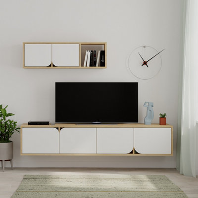 oak wall tv unit