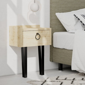 Decortie Sponge Modern Bedside Table Oak 40cm Width Bedroom Furniture