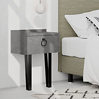 Decortie Sponge Modern Bedside Table Retro Grey 40cm Width Bedroom Furniture