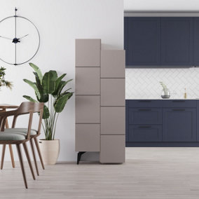 Decortie Stair Modern Storage Cabinet Multipurpose Mocha Grey Bathroom Living Room H 156cm