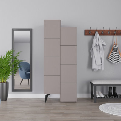 Decortie Stair Modern Storage Cabinet Multipurpose Mocha Grey Bathroom Living Room H 156cm