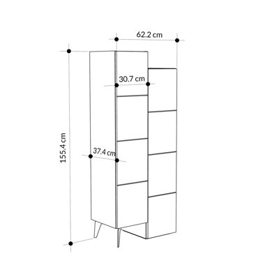 Decortie Stair Modern Storage Cabinet Multipurpose White Bathroom Living Room H 156cm
