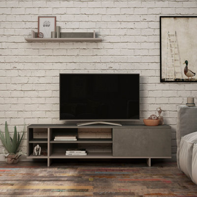 Decortie Stockton Modern Tv Unit Retro Grey Mocha Grey With Storage And Wall Shelf 160cm~8680812110092 01c MP?$MOB PREV$&$width=768&$height=768