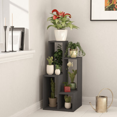 Decortie Sule Modern Plant Stand Multipurpose 2-Piece Display Anthracite Grey H 89cm