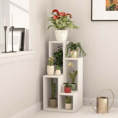 Decortie Sule Modern Plant Stand Multipurpose 2-Piece Display White H 89cm