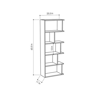Decortie Tapi Modern Bookcase Display Unit Mocha Grey Tall 159cm