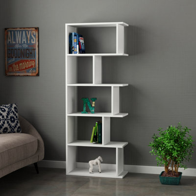 Decortie Tapi Modern Bookcase Display Unit White Tall 159cm