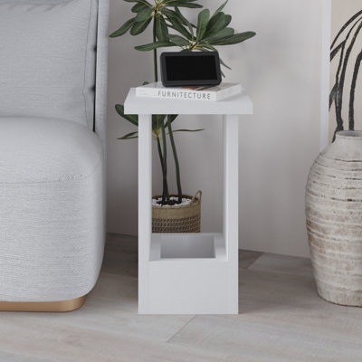 Decortie Tasos Side Table White Sturdy Particle Board Legs Living Room, Bedroom Display Unit End Table 30(W)x30(D)x50.5(H)cm