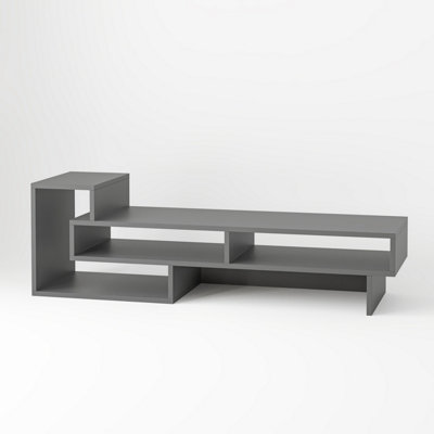 Decortie Tetra Modern TV Stand Multimedia Centre TV Unit Anthracite Grey With Shelves 136.5cm