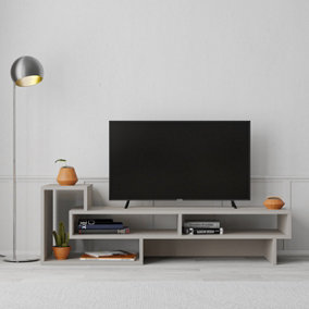 Decortie Tetra Modern TV Stand Multimedia Centre TV Unit Mocha Grey With Shelves 136.5cm