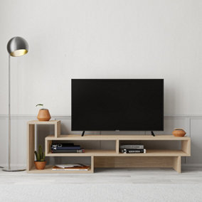 Decortie Tetra Modern TV Stand Multimedia Centre TV Unit Oak With Shelves 136.5cm