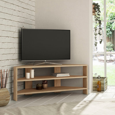 Decortie Thales Corner Modern TV Unit Multimedia Centre Oak 110cm