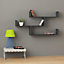 Decortie Tibet Wall Mounted Modern Bookcase Display Unit Anthracite Grey W 119cm Wide